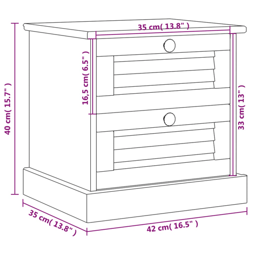 vidaXL Mesa de cabeceira VIGO 42x35x42 cm madeira de pinho maciça
