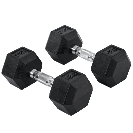 HOMCOM Conjunto de Halteres 20 kg com Barra Metálica e Cabeça Hexagonal Conjunto Pesos para Treino em Casa Ginásio 31x13,5 cm Preto e Prata