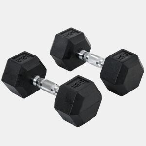 HOMCOM Conjunto de Halteres 20 kg com Barra Metálica e Cabeça Hexagonal Conjunto Pesos para Treino em Casa Ginásio 31x13,5 cm Preto e Prata