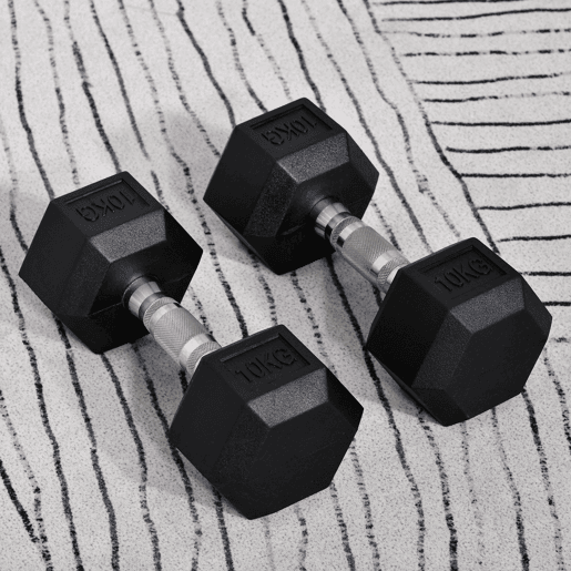HOMCOM Conjunto de Halteres 20 kg com Barra Metálica e Cabeça Hexagonal Conjunto Pesos para Treino em Casa Ginásio 31x13,5 cm Preto e Prata