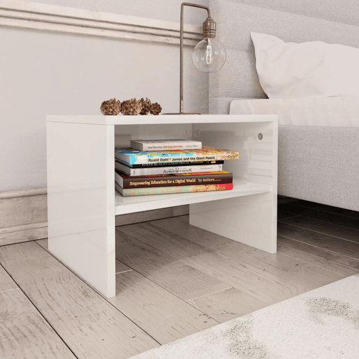 vidaXL Mesa-de-cabeceira 40x30x30 cm contraplacado branco brilhante