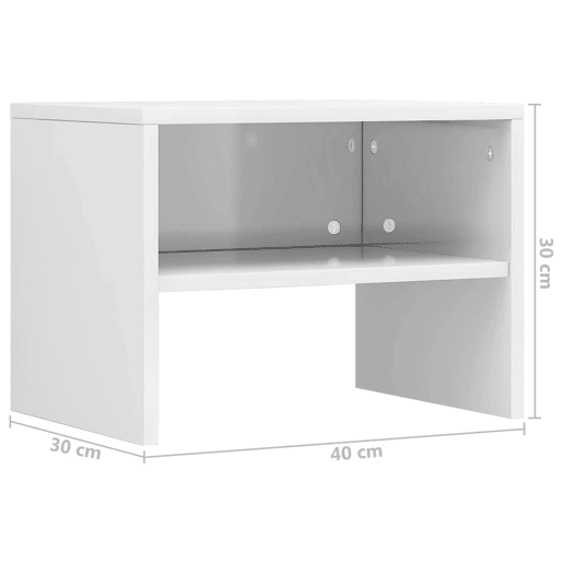 vidaXL Mesa-de-cabeceira 40x30x30 cm contraplacado branco brilhante