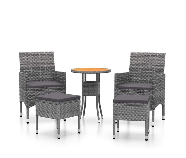 Juego de muebles de jardin de 5 piezas ratán sintético gris