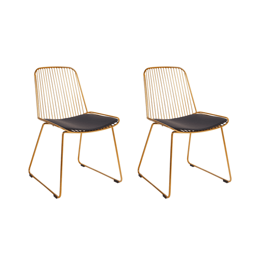 Conjunto de 2 cadeiras de jantar PENSACOLA Metal Dourado