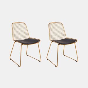 Conjunto de 2 cadeiras de jantar PENSACOLA Metal Dourado