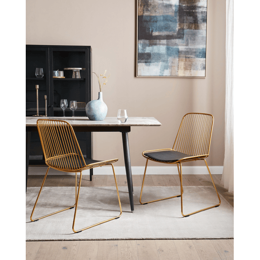 Conjunto de 2 cadeiras de jantar PENSACOLA Metal Dourado