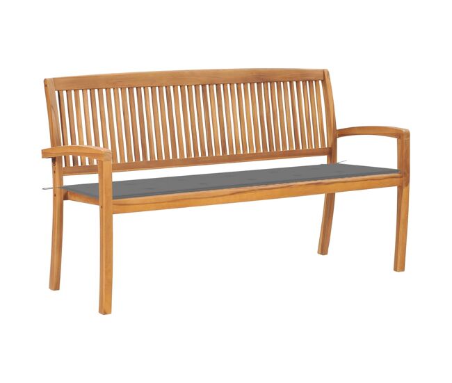 Vidaxl banco de jardín apilable con cojín madera maciza teca 159 cm