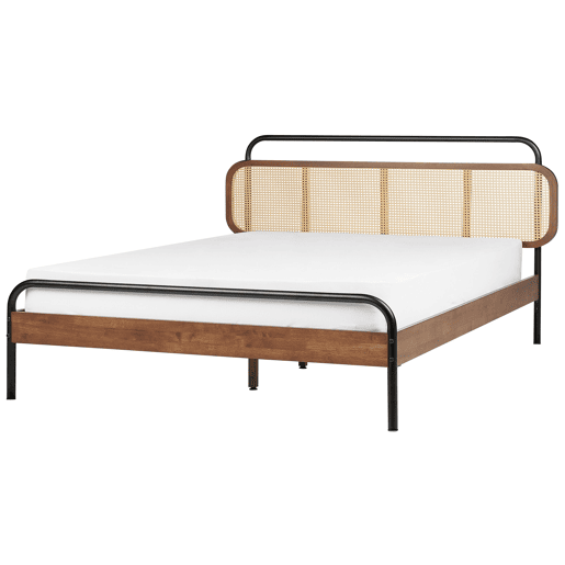 Cama Rattan BOUSSICOURT 180 x 200 cm Castanho escuro