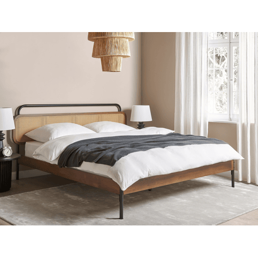 Cama Rattan BOUSSICOURT 180 x 200 cm Castanho escuro