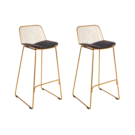 Conjunto de 2 bancos de bar PENSACOLA Metal Dourado