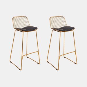 Conjunto de 2 bancos de bar PENSACOLA Metal Dourado