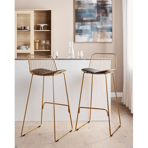 Conjunto de 2 bancos de bar PENSACOLA Metal Dourado