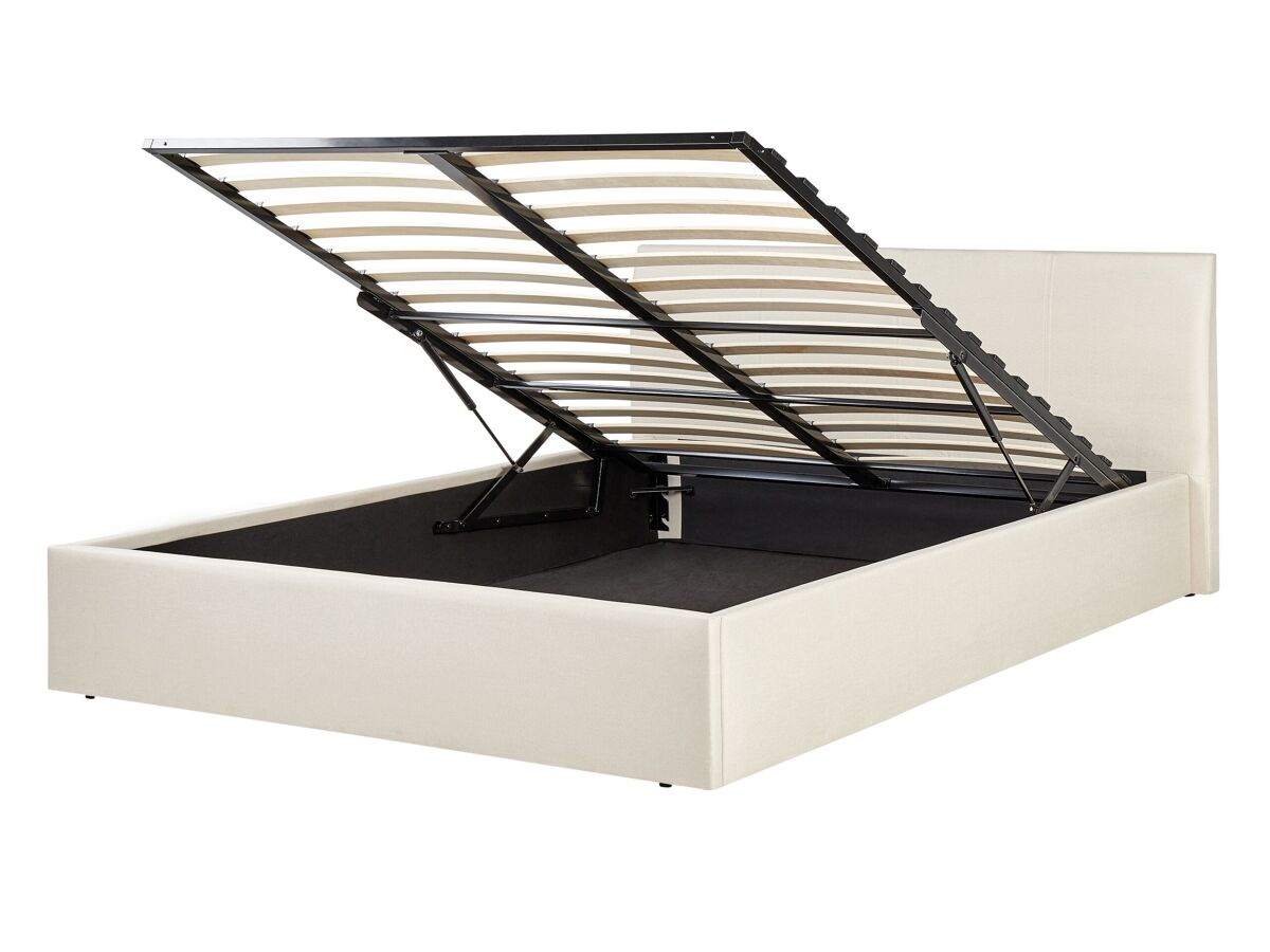 Beliani Cama con almacenaje Poliéster ORBEY 157x212 Beige