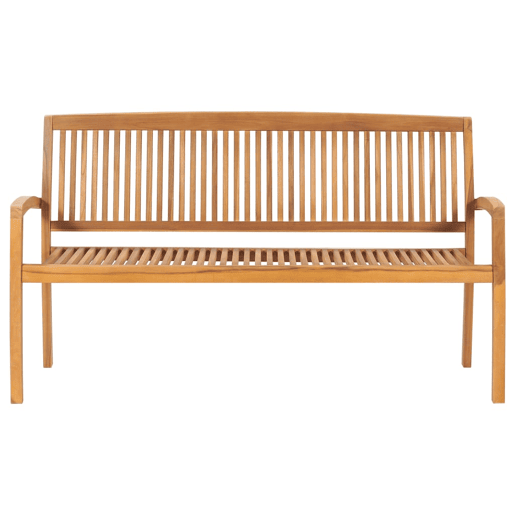 vidaXL Banco de jardim empilhável c almofadão 159 cm teca maciça