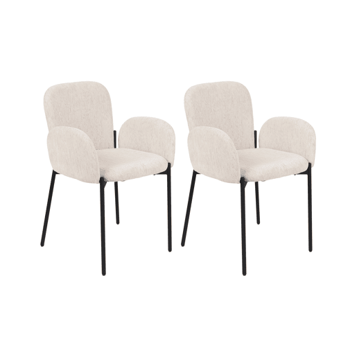 Conjunto de 2 cadeiras de jantar ALBEE Creme