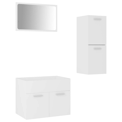 vidaXL Conjunto de móveis de casa de banho derivados de madeira branco