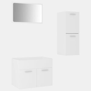vidaXL Conjunto de móveis de casa de banho derivados de madeira branco