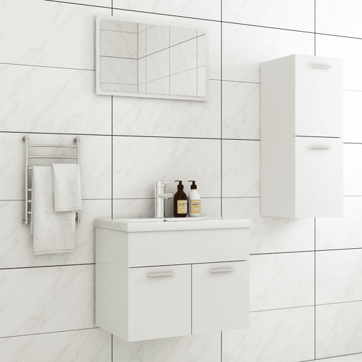 vidaXL Conjunto de móveis de casa de banho derivados de madeira branco