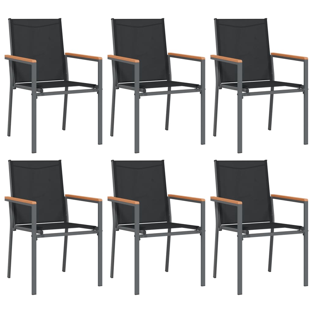 sillas de jardin 6 unidades textilene y acero negro 55x615x90 cm