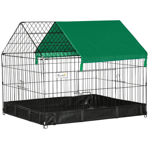 PawHut Gaiola para Animais Pequenos Parque para Animais de Estimação com 2 Portas Base com Tecido Oxford Impermeável e Toldo para Interior e Exterior 90x75x75 cm Preto e Verde PawHut Gaiola para Animais Pequenos Parque para Animais de Estimação com 2 Portas Base com Tecido Oxford Impermeável e Toldo para Interior e Exterior 90x75x75 cm Preto e Verde