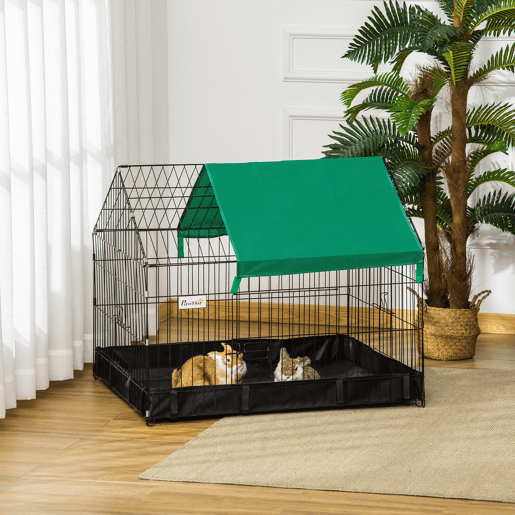 PawHut Gaiola para Animais Pequenos Parque para Animais de Estimação com 2 Portas Base com Tecido Oxford Impermeável e Toldo para Interior e Exterior 90x75x75 cm Preto e Verde PawHut Gaiola para Animais Pequenos Parque para Animais de Estimação com 2 Portas Base com Tecido Oxford Impermeável e Toldo para Interior e Exterior 90x75x75 cm Preto e Verde