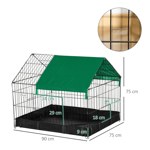 PawHut Gaiola para Animais Pequenos Parque para Animais de Estimação com 2 Portas Base com Tecido Oxford Impermeável e Toldo para Interior e Exterior 90x75x75 cm Preto e Verde PawHut Gaiola para Animais Pequenos Parque para Animais de Estimação com 2 Portas Base com Tecido Oxford Impermeável e Toldo para Interior e Exterior 90x75x75 cm Preto e Verde