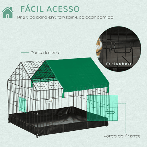 PawHut Gaiola para Animais Pequenos Parque para Animais de Estimação com 2 Portas Base com Tecido Oxford Impermeável e Toldo para Interior e Exterior 90x75x75 cm Preto e Verde PawHut Gaiola para Animais Pequenos Parque para Animais de Estimação com 2 Portas Base com Tecido Oxford Impermeável e Toldo para Interior e Exterior 90x75x75 cm Preto e Verde