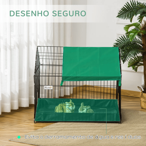 PawHut Gaiola para Animais Pequenos Parque para Animais de Estimação com 2 Portas Base com Tecido Oxford Impermeável e Toldo para Interior e Exterior 90x75x75 cm Preto e Verde PawHut Gaiola para Animais Pequenos Parque para Animais de Estimação com 2 Portas Base com Tecido Oxford Impermeável e Toldo para Interior e Exterior 90x75x75 cm Preto e Verde
