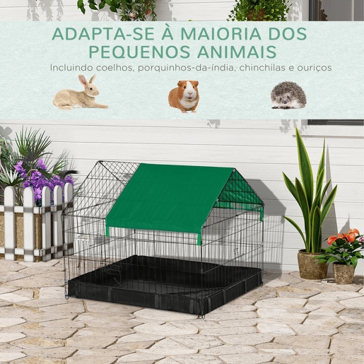 PawHut Gaiola para Animais Pequenos Parque para Animais de Estimação com 2 Portas Base com Tecido Oxford Impermeável e Toldo para Interior e Exterior 90x75x75 cm Preto e Verde PawHut Gaiola para Animais Pequenos Parque para Animais de Estimação com 2 Portas Base com Tecido Oxford Impermeável e Toldo para Interior e Exterior 90x75x75 cm Preto e Verde