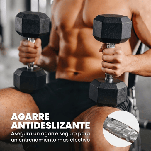 HOMCOM Conjunto de Halteres 16 kg com Barra Metálica e Cabeça Hexagonal Conjunto Pesos para Treino em Casa Ginásio 30,5x12,7 cm Preto e Prata