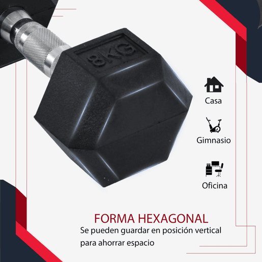 HOMCOM Conjunto de Halteres 16 kg com Barra Metálica e Cabeça Hexagonal Conjunto Pesos para Treino em Casa Ginásio 30,5x12,7 cm Preto e Prata