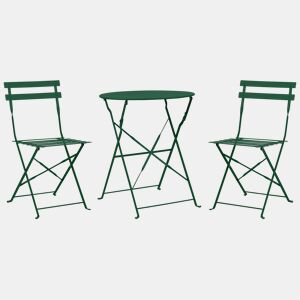 Conjunto de varanda Dobrável FIORI Metal Verde escuro Verde