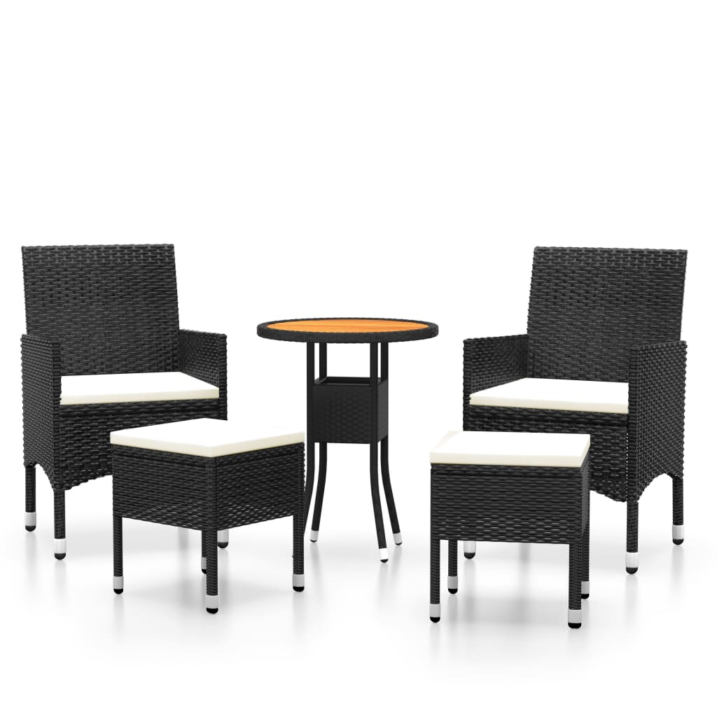Juego de muebles de jardin de 5 piezas ratán sintético negro