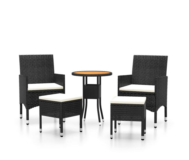 Juego de muebles de jardin de 5 piezas ratán sintético negro