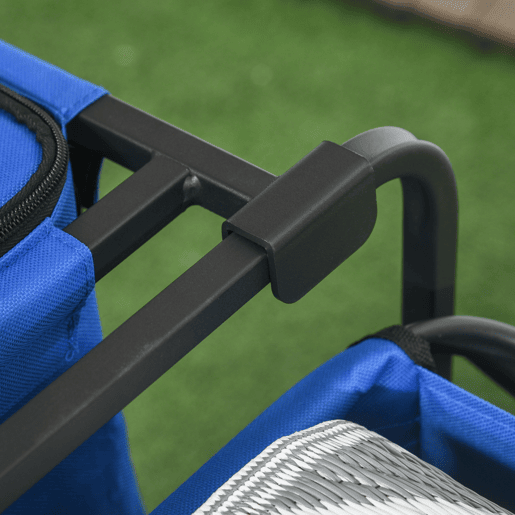 Outsunny Carrinho Dobrável com Rodas Grandes e Bolsa Térmica Removível, Carrinho de Praia com Pega Ajustável em Comprimento e Ângulo, Saco de Transporte, Capacidade até 100 kg para Compras, Jardim e Exterior - Azul