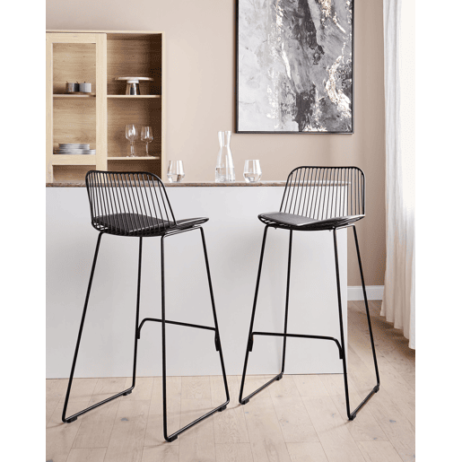 Conjunto de 2 bancos de bar PENSACOLA Metal Preto