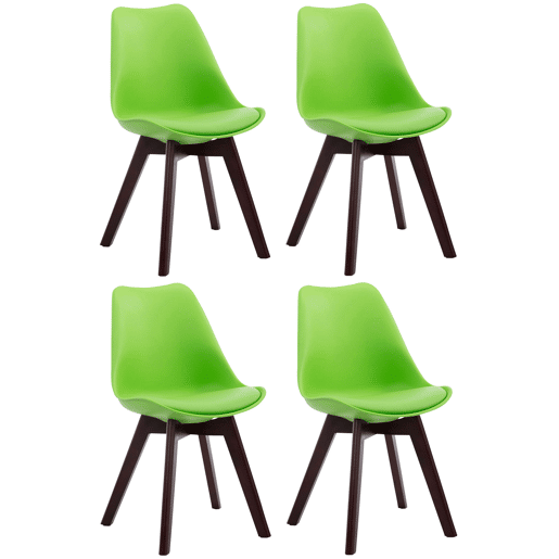 Set de 4 sillas de comedor Borneo en polipiel Simil cuero Verde 55X48X84 cm