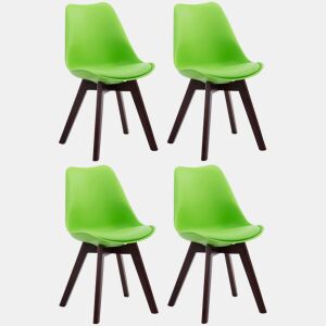 Set de 4 sillas de comedor Borneo en polipiel Simil cuero Verde 55X48X84 cm