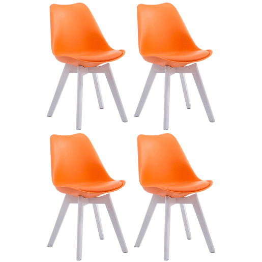 Set de 4 sillas de comedor Borneo en polipiel Simil cuero Naranja 55X48X84 cm