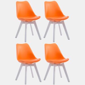 Set de 4 sillas de comedor Borneo en polipiel Simil cuero Naranja 55X48X84 cm