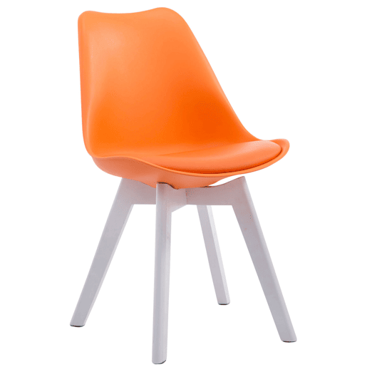 Set de 4 sillas de comedor Borneo en polipiel Simil cuero Naranja 55X48X84 cm