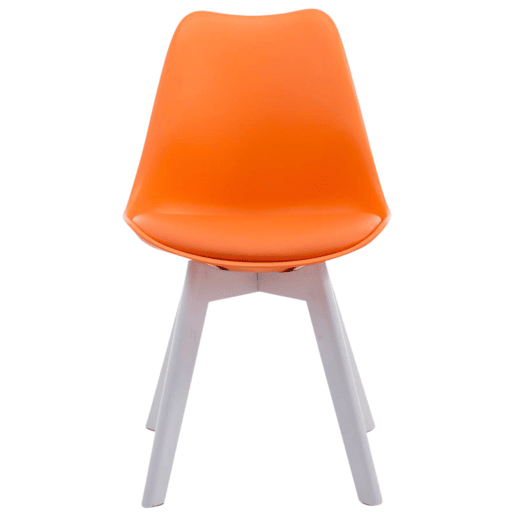 Set de 4 sillas de comedor Borneo en polipiel Simil cuero Naranja 55X48X84 cm