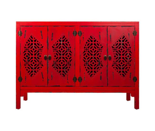 Aparador de madera rojo 120x40x86,5