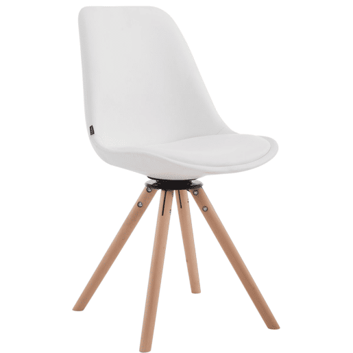 Silla de Visita Calais Rund Simil cuero Blanco 56X48X84 cm
