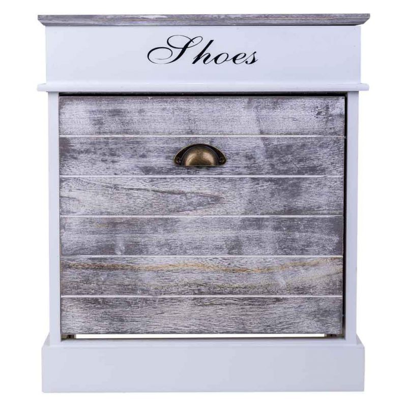 Zapatero de madera blanco y gris 50x28x58h cm