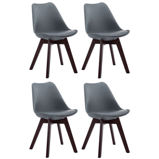 Set de 4 sillas de comedor Borneo en polipiel Simil cuero Gris 55X48X84 cm Set de 4 sillas de comedor Borneo en polipiel Simil cuero Gris 55X48X84 cm