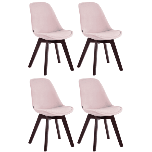Set de 4 sillas de comedor Borneo tapizadas en terciopelo Rosado 55X48X84 cm Set de 4 sillas de comedor Borneo tapizadas en terciopelo Rosado 55X48X84 cm
