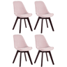 Set de 4 sillas de comedor Borneo tapizadas en terciopelo Rosado 55X48X84 cm
