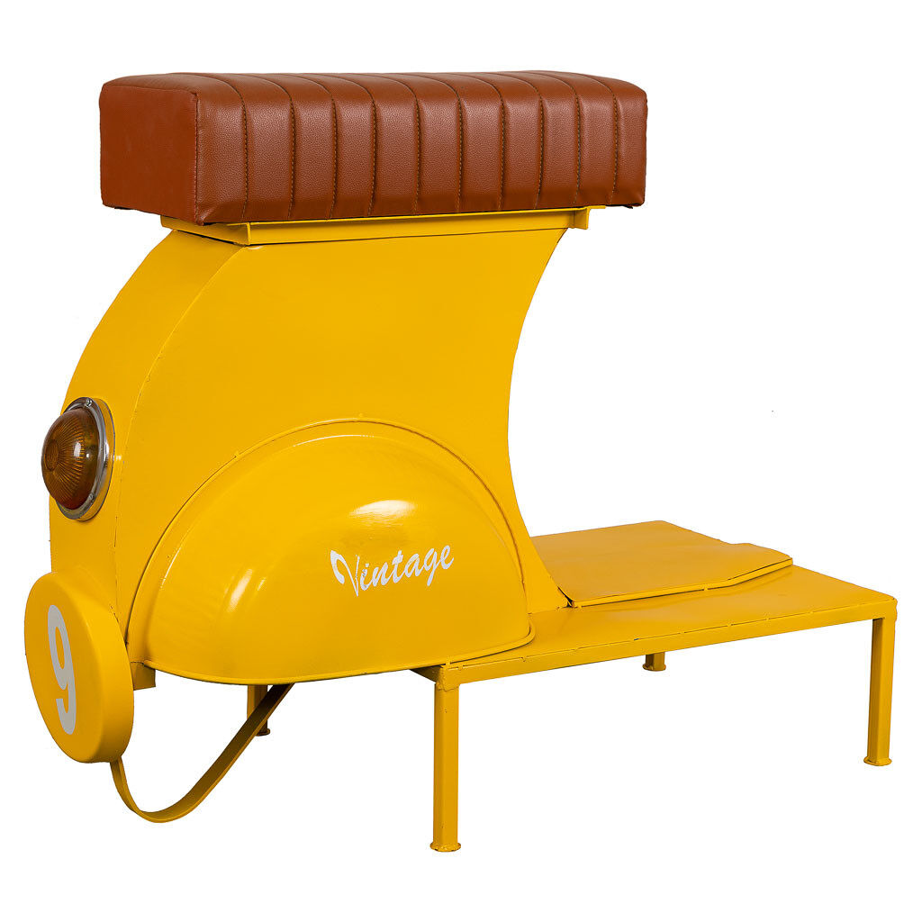 Taburete de metal y piel