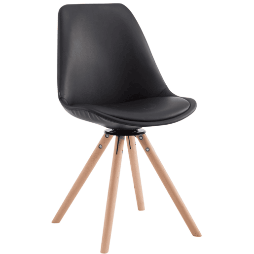 Silla de Visita Calais Rund Simil cuero Negro 56X48X84 cm